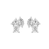 LADIES EARRINGS 1 1/5CT PRINCESS/MARQUISE/HEART DIAMOND 14K WHITE GOLD